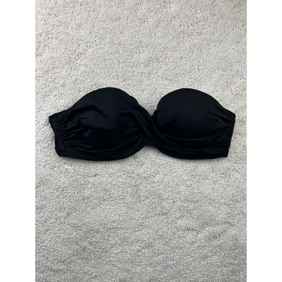 Victoria's Secret Bikini Top Womens 36B Black Strapless Padded Bandeau Swimwear - Picture 1 of 7